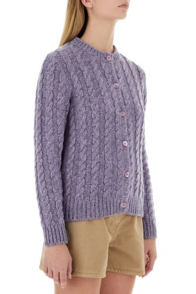 Shop Miu Miu Woman Melange Purple Cashmere Blend Cardigan
