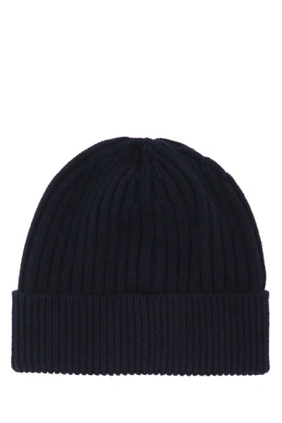 Shop Moncler Grenoble Man Navy Blue Wool Beanie Hat