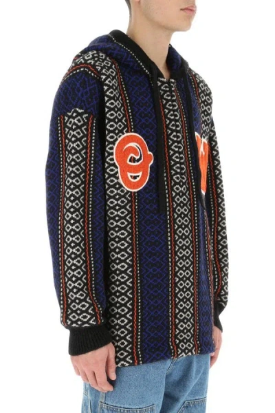 Shop Off-white Off White Man Embroidered Wool Blend Oversize Sweater In Multicolor