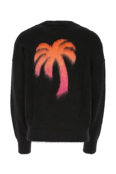 Shop Palm Angels Man Black Mohair Blend Sweater