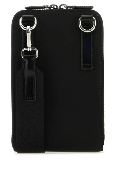 Shop Prada Man Black Nylon And Leather Phone Case