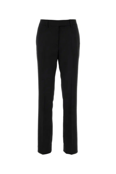 Prada Wool Trousers With Cropped Length And Front Crease In Black