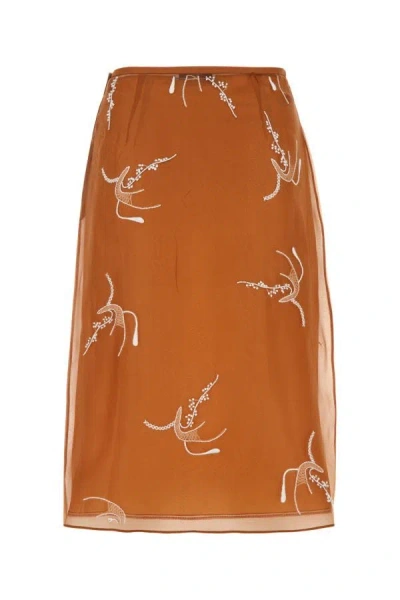 Shop Prada Woman Copper Organza Skirt In Orange