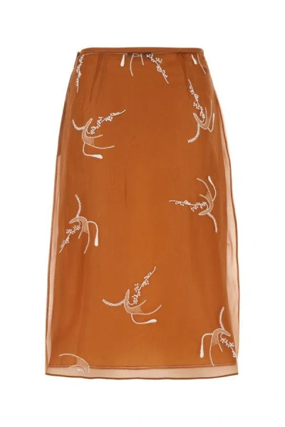 Prada Chic Copper Light Knit Mini Skirt In Orange