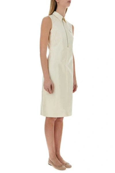 Shop Prada Woman Ivory Faille Dress In White