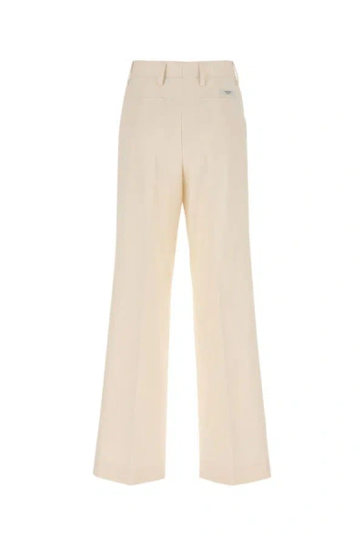 Shop Prada Woman Ivory Cotton Wide-leg Pant In White