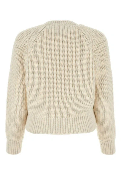 Prada Shearling And Alpaca Crew Neck Sweater In White