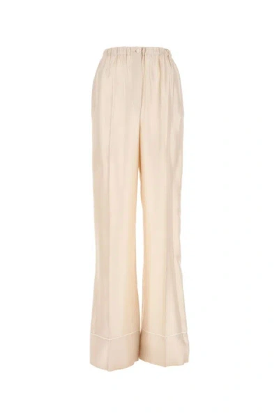 Shop Prada Woman Ivory Satin Pyjama Pant In White