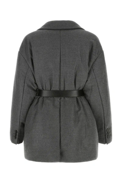 Shop Prada Woman Melange Dark Grey Wool Blend Blazer In Gray