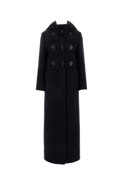 Shop Prada Woman Midnight Blue Velour Coat