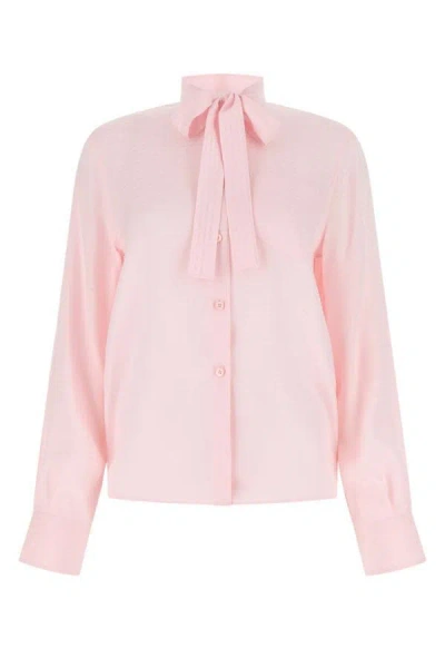 Shop Prada Woman Pastel Pink Crepe Shirt