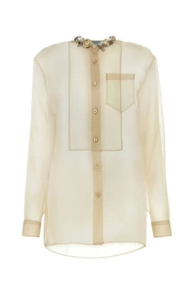 Prada Sand Silk Shirt In Neutral