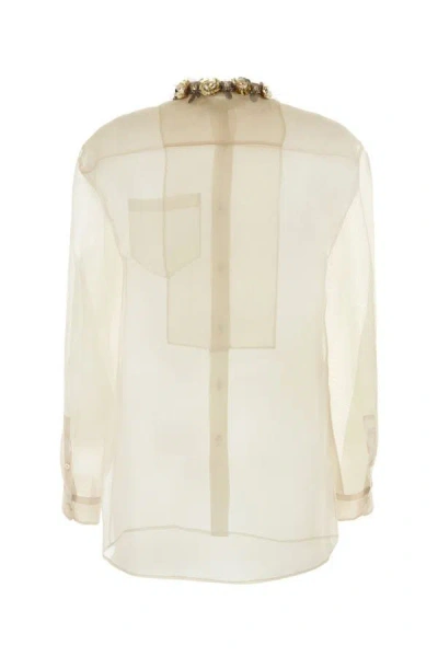 Prada Sand Silk Shirt In Neutral