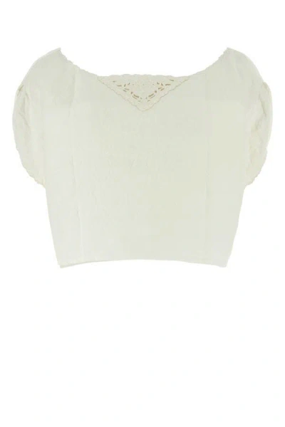 Shop Prada Woman White Linen Top