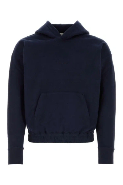 Shop Saint Laurent Man Dark Blue Cotton Sweatshirt