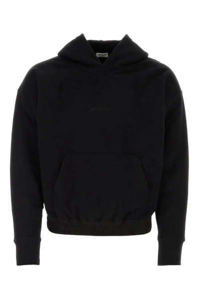 Shop Saint Laurent Man Black Cotton Sweatshirt