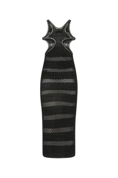 Saint Laurent Knitted Crochet Cut-out Midi Dress In Multicolor