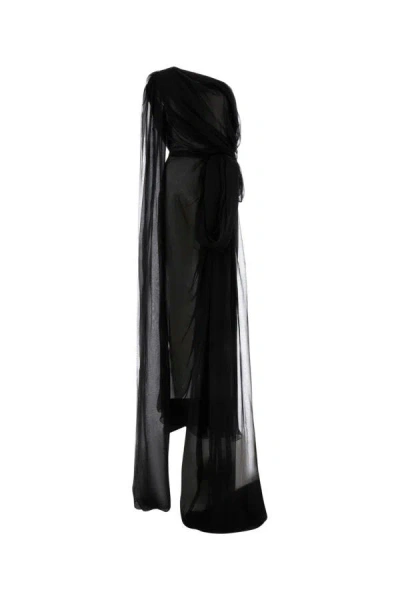 Shop Saint Laurent Woman Black Muslin Long Dress