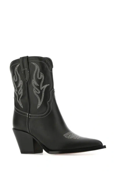 Shop Sonora Woman Black Leather Perla Ankle Boots