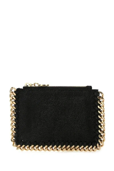 Stella Mccartney Slate Shaggy Deer Falabella Card Holder In Black