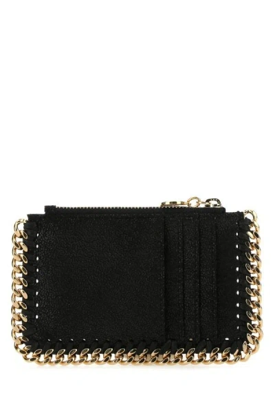 Stella Mccartney Slate Shaggy Deer Falabella Card Holder In Black