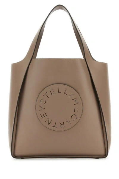 Shop Stella Mccartney Woman Dove Grey Alter Mat Stella Logo Shopping Bag In Brown