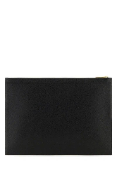 Shop Thom Browne Man Black Leather Document Case