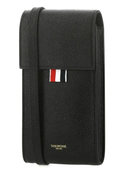 Shop Thom Browne Man Black Leather Phone Holder