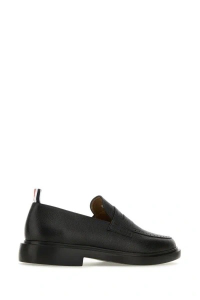Shop Thom Browne Man Black Leather Loafers