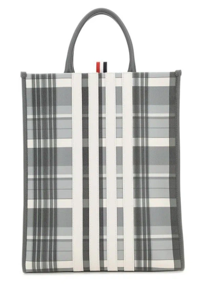 Shop Thom Browne Man Printed Leather Shopping Bag In Multicolor