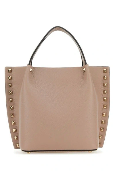 Shop Valentino Garavani Woman Antiqued Pink Leather Rockstud Handbag