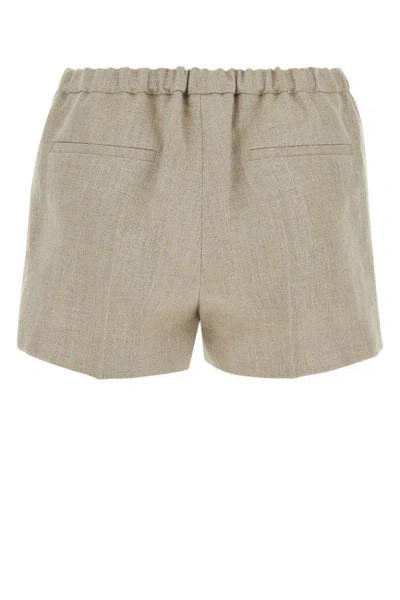 Shop Valentino Garavani Woman Sand Linen Shorts In Brown