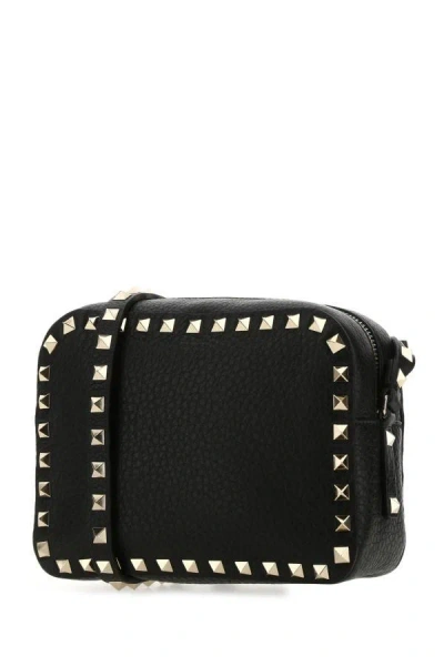 Shop Valentino Garavani Woman Black Leather Small Rockstud Crossbody Bag