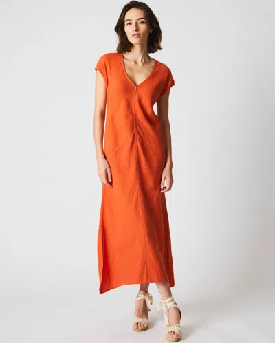 Billy Reid Maxi Bias Linen Dress In Terracotta