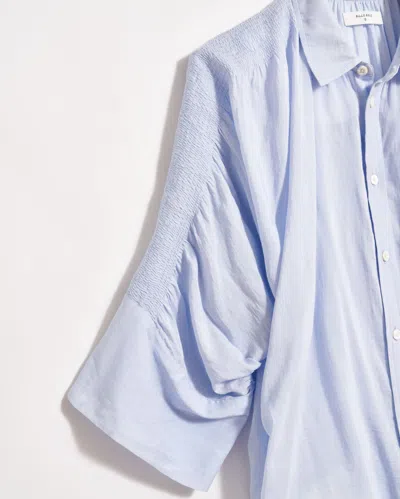 Billy Reid Shirred Sleeve Blouse In Pebble Blue