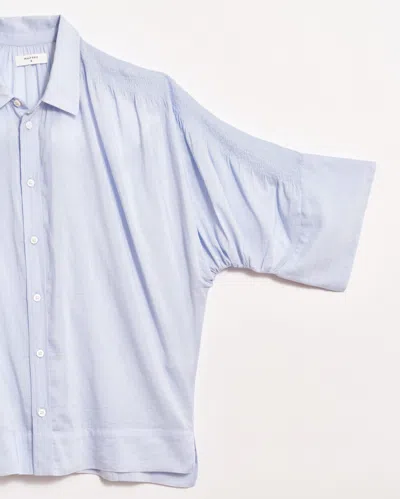 Billy Reid Shirred Sleeve Blouse In Pebble Blue