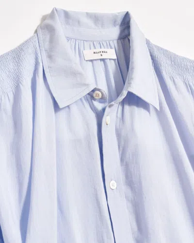 Billy Reid Shirred Sleeve Blouse In Pebble Blue