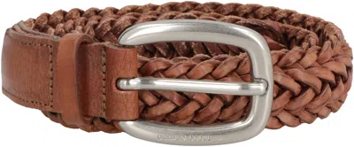 Shop Golden Goose Houston Woven Leather Belt In Brown