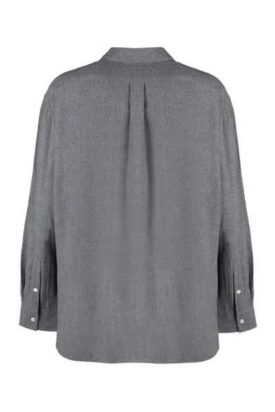 Shop Totême Viscose Shirt In Grey