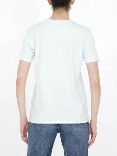 Shop Balmain T-shirts And Polos In Vert Pâle/blanc