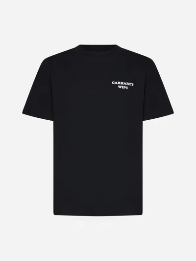 Shop Carhartt Logo Cotton T-shirt In Black