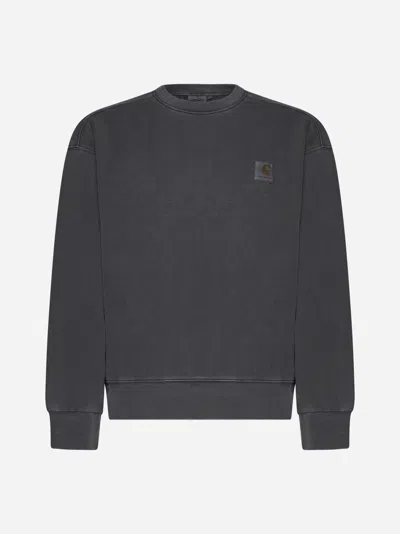 Shop Carhartt Nelson Cotton Sweatshirt In Charcoal Garment Dyed