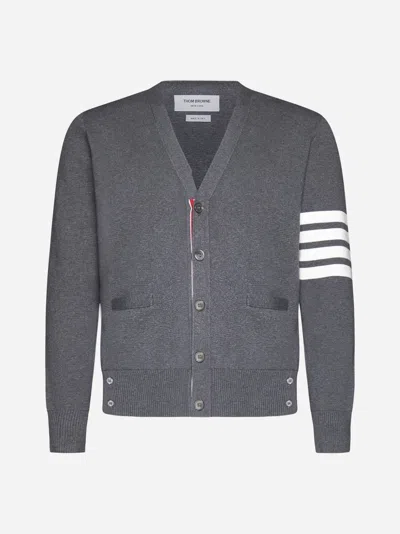 Shop Thom Browne Cotton 4-bar Cardigan In Med Grey