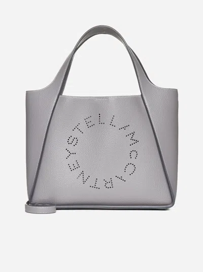 Shop Stella Mccartney Logo Alter-nappa Tote Bag In Smoke