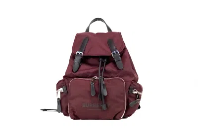Shop Burberry Medium Burgundy Econyl Nylon Rucksack Drawstring Backpack Bookbag