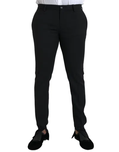 Shop Dolce & Gabbana Black Wool Stretch Men Skinny Pants