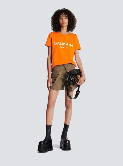 Shop Balmain T-shirts And Polos In Orange Vif/blanc