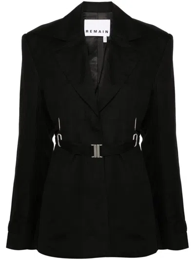 Shop Remain Birger Christensen Belted Blazer In Black
