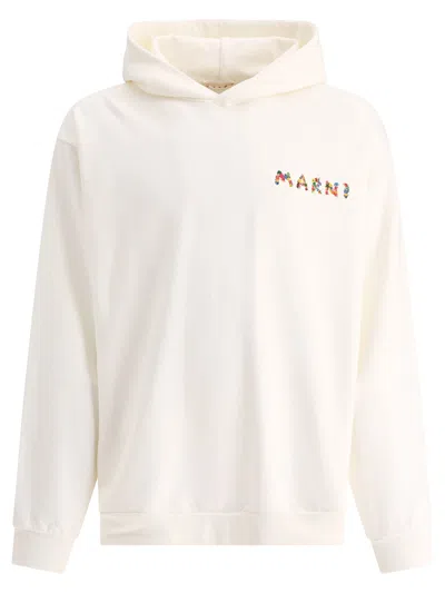 Shop Marni "collage Bouquet" Hoodie In White