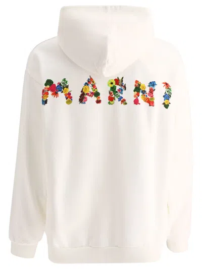 Shop Marni "collage Bouquet" Hoodie In White